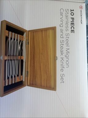 Wusthof Silver Blades with Brown Wood Presentation Box Knife Set